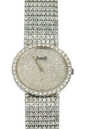 Retro bling...this Piaget Tradition Diamond Limelight wristwatch is estimated to be worth at least $50,000.