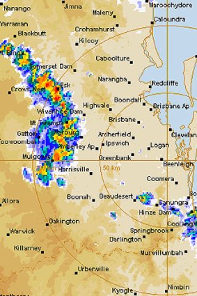 Line of storms approaching Brisbane.