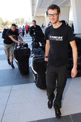Frank Schleck of the Trek Factory Racing Team arrive at Adelaide airport on Monday.