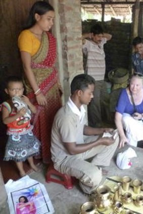 Villagers making brass ornaments.