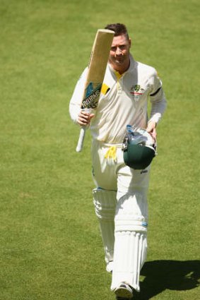 Michael Clarke of Australia acknowledges the crowd as he walks off the ground.
