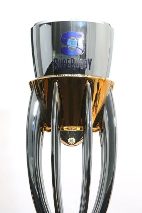 Brand new silverware: The 2016 Super Rugby Trophy.
