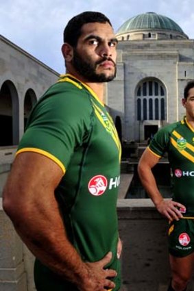 Warriors: Greg Inglis and Billy Slater at the Australian War Memorial in Canberra.
