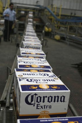 Ready to roll: Corona beer on the production line in Zacatecas, Mexico.
