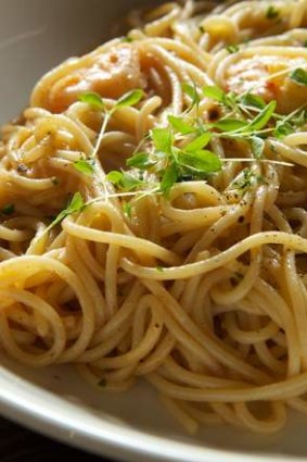 Prawn spaghettini.