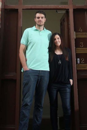 Taylor Bell (left) and Demelza Millar outside their Bendigo apartment.