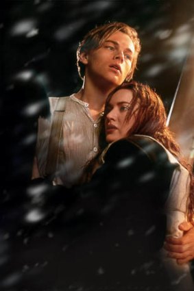 Leonardo DiCaprio as Jack Dawson and Kate Winslet as Rose DeWitt in Titanic.