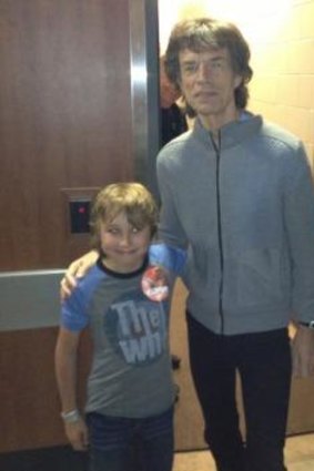 Jagger Alexander-Erber, with Mick Jagger after whom he was named and Charlie Watts at their LA gig in 2012.