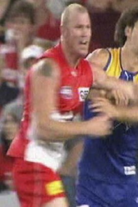 Barry's big hit: His clash with Brent Staker was the beginning of the end in Sydney.