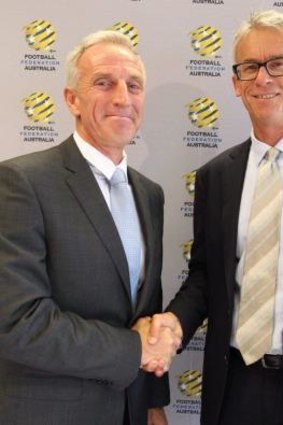 David Gallop (right) welcomes FFA's new technical director Eric Abrams.
