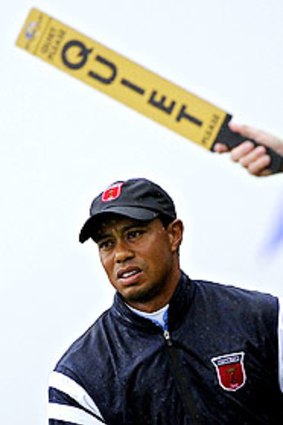 Tiger Woods at practice at Celtic Manor.