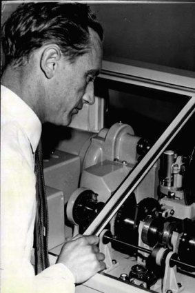 Arthur Midgely, chief technician of the speaking clock, in 1960.