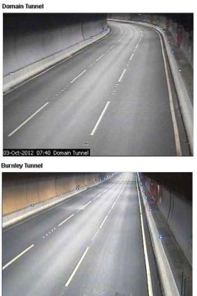 Webcams from the Burnley and Domain tunnels this morning, after they were closed to traffic because of a computer glitch.