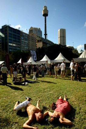 Drink up ... Wine Week in Hyde Park, Sydney.