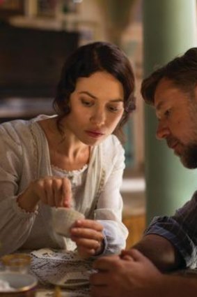 Hint of romance: Joshua Connor (Russell Crowe) meets young and beautiful widow Ayshe (Olga Kurylenko) in Istanbul.