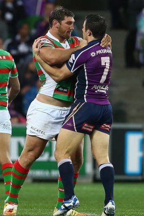 Angry &#8230; Dave Taylor faces up to Cooper Cronk.