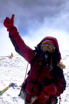 Jan Smith climbing Cho Oyu in the Himalayas in 2009.