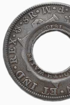 The holey dollar, Australia's first distinct coin.