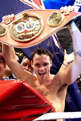 Daniel Geale celebrates after claiming the IBF middleweight belt.