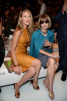 Blake Lively and Vogue editor Anna Wintour front row at the Gucci show at Milan Fashion Week, 2013.