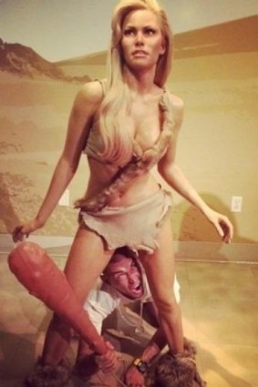 Max MacKinnon, also known as MC Eso, with a wax work of Raquel Welch.