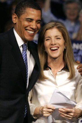 President-elect Barack Obama with Caroline Kennedy on the campaign trail in April.