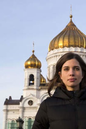 Nadezhda Tolokonnikova of Russian punk group Pussy Riot after she was freed from prison in December 2013.