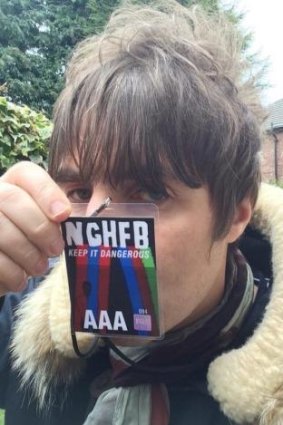 Liam Gallagher with an All Access pass to Noel Gallagher's performance.