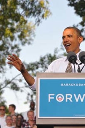 President Barack Obama at a campaign event in Sioux City, Iowa.