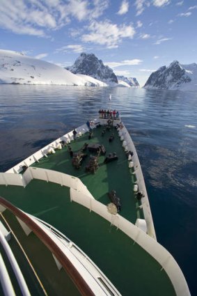 Antarctic Peninsula towards the Lemaire Channel.