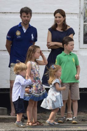 Domestic bliss … the royal couple with their children, Christian, 7, Isabella, 6, and two-year-old twins Vincent and Josephine in July.