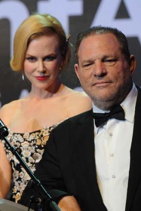 On edge: Nicole Kidman and Harvey Weinstein.