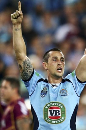 Tipped for the winning kick: Shaun Timmins believes Mitchell Pearce is going to win the game for the Blues.