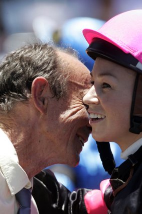 Chance to shine ... Chance Bye's trainer Michael Tubman and jockey Kathy O'Hara celebrate the filly's debut win at Randwick last month.