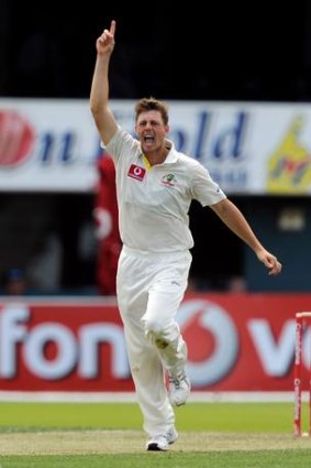 James Pattinson appeals for the wicket of New Zealand's Tim Southee.