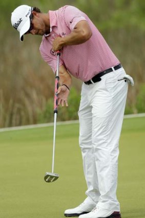 Adam Scott putts during a practice round for the PGA Championship tournament in South Carolina in August.