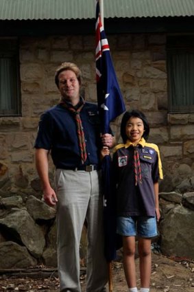 Sense of identity &#8230; Scout leader Bruce Mills with Monica Li at the Cherrybrook Scout Hall.