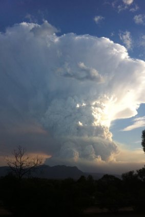 A view of the Grampians bushfire on Thursday, taken from Wartook.