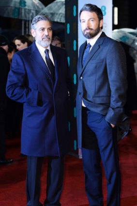 George Clooney (left) takes the prize for best beard at the BAFTAs.