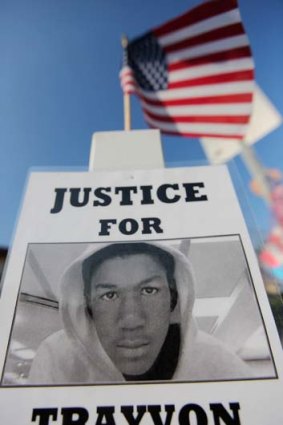 A memorial to Trayvon Martin stands outside The Retreat at Twin Lakes community where Trayvon was shot and killed.