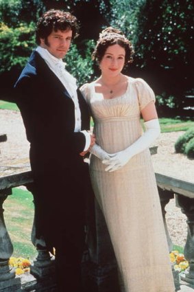 COLIN FIRTH AS MR DARCY AND JENNIFER EHLE AS MISS ELIZABETH BENNETT IN PRIDE AND PREJUDICE.