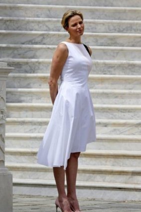 Princess Charlene of Monaco at the main courtyard of the Monaco Palace earlier this month. Princess Charlene is pregnant with her first child.   