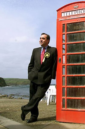 Uneasy ... the Scottish National Party leader Alex Salmond in the fishing village of Pennan, the setting for Local Hero.