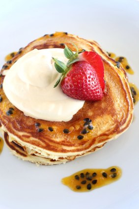 Hearty fare: UTS Haberfield Rowing Club's banana and buttermilk pancakes.