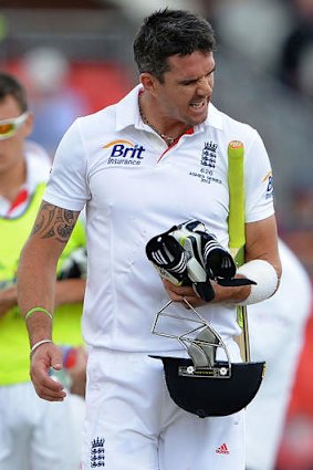 Missing the edge: England's Kevin Pietersen was given out in the third Ashes Test.