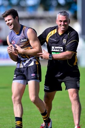 Enjoying the Richmond gig: Mark Williams with Trent Cotchin earlier this year.
