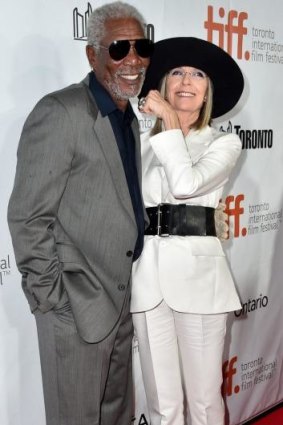 On solid ground: Morgan Freeman with Diane Keaton at the festival.