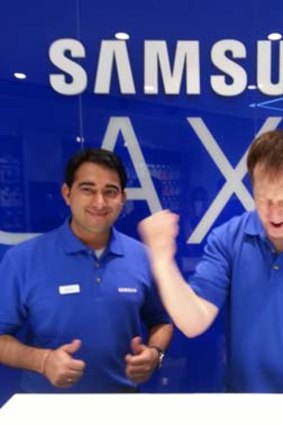 Samsung's store reps get into the launch spirit.