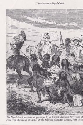 The Myall Creek Massacre, as portrayed by an English illustrator forty years after the event.
