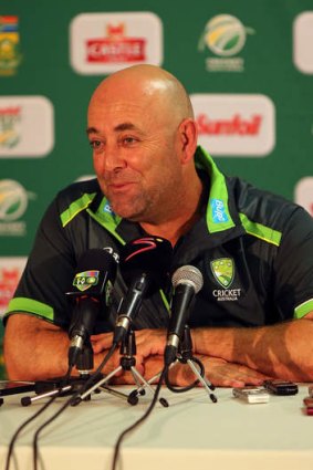 Darren Lehmann speaks to the media after day two of the second Test match between South Africa and Australia.